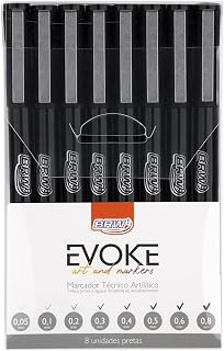 Marcador Artístico Evoke Técnico Blister com 8 Unidades, BRW, FI8000, Multicor