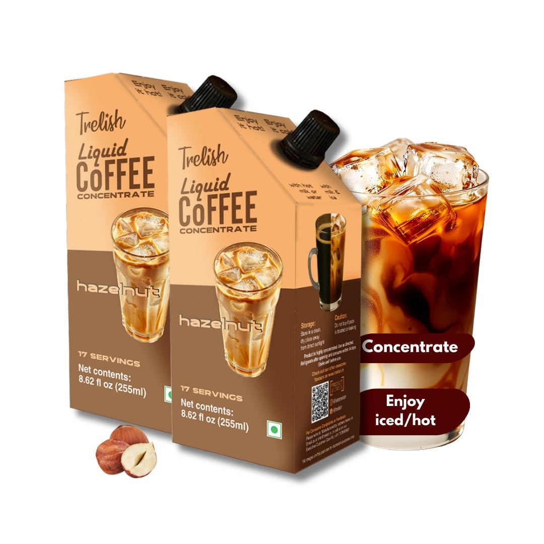 Trelish Hazelnut Coffee Liquid Brew | Combo of 4 | Each box serves 7 cups | Just add water or milk…