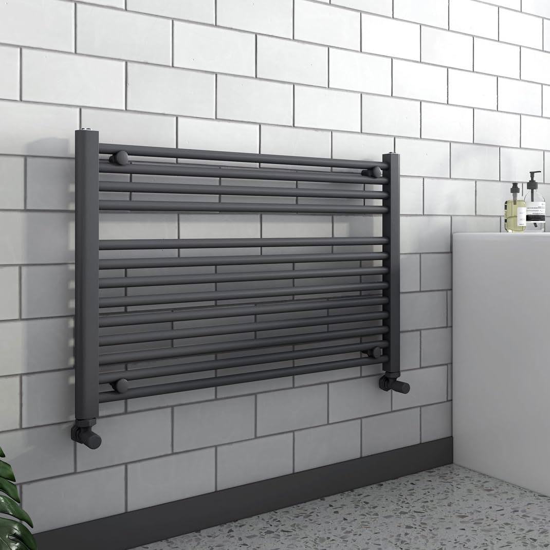 900mm (w) x 600mm (h) Straight Anthracite Heated Towel Ladder Rail Bathroom Radiator - 2006 BTUs