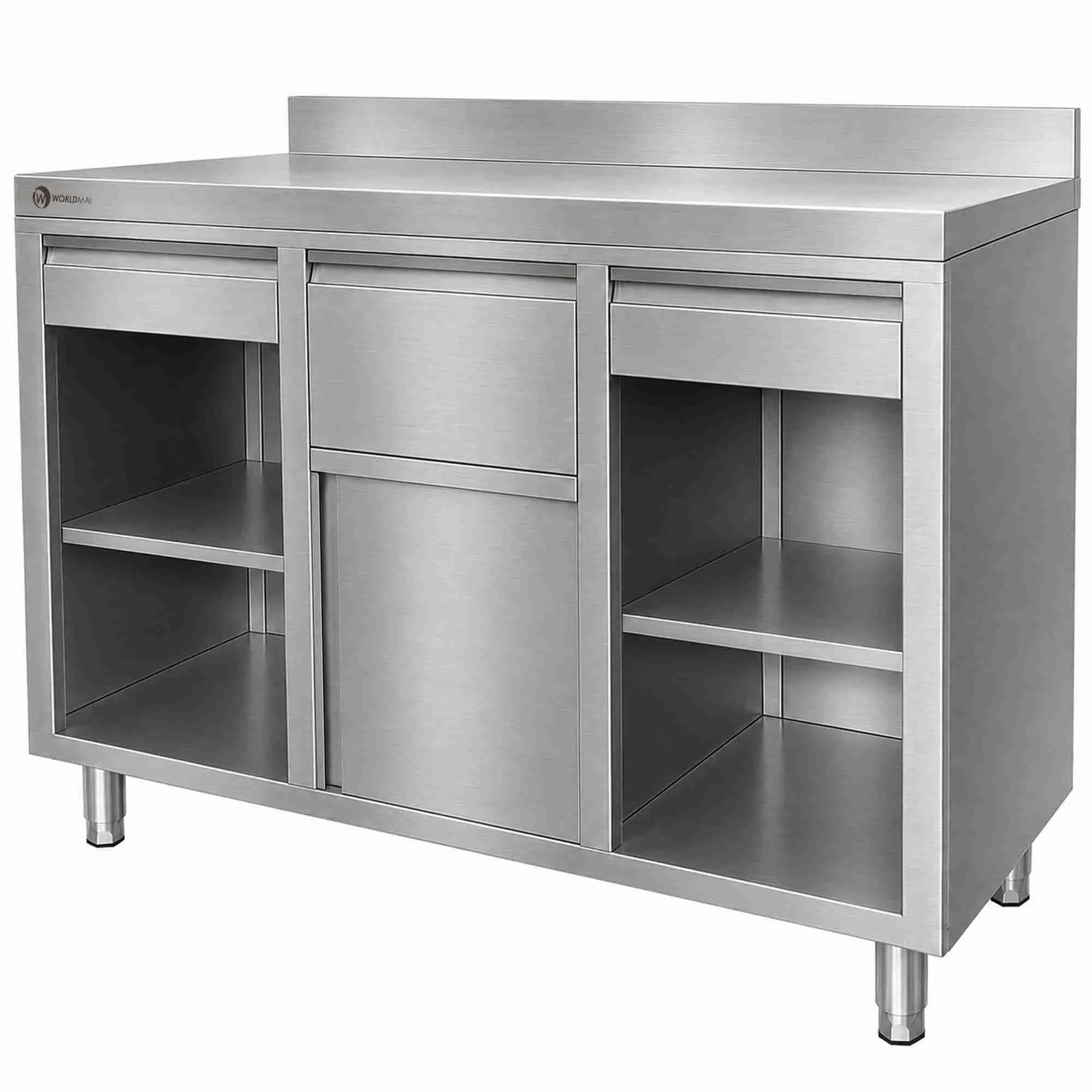 Mueble cafetero Industrial en Acero Inoxidable 150 x 60 cm hostelería. Mesa Profesional para máquina de café de Bar y Restaurante.