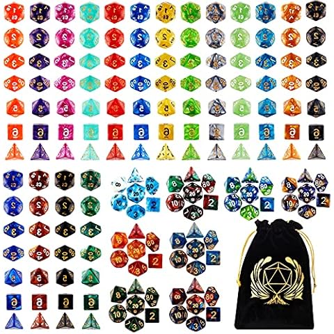 Coyeekn Polyedrische Würfel Set, 25 x 7 (175 Stück) Doppel-Farben Polyeder würfel DND Würfel für Dungeons and Dragons Tischrollenspiele Würfel D4 D8 D10 D12 D20 Cover