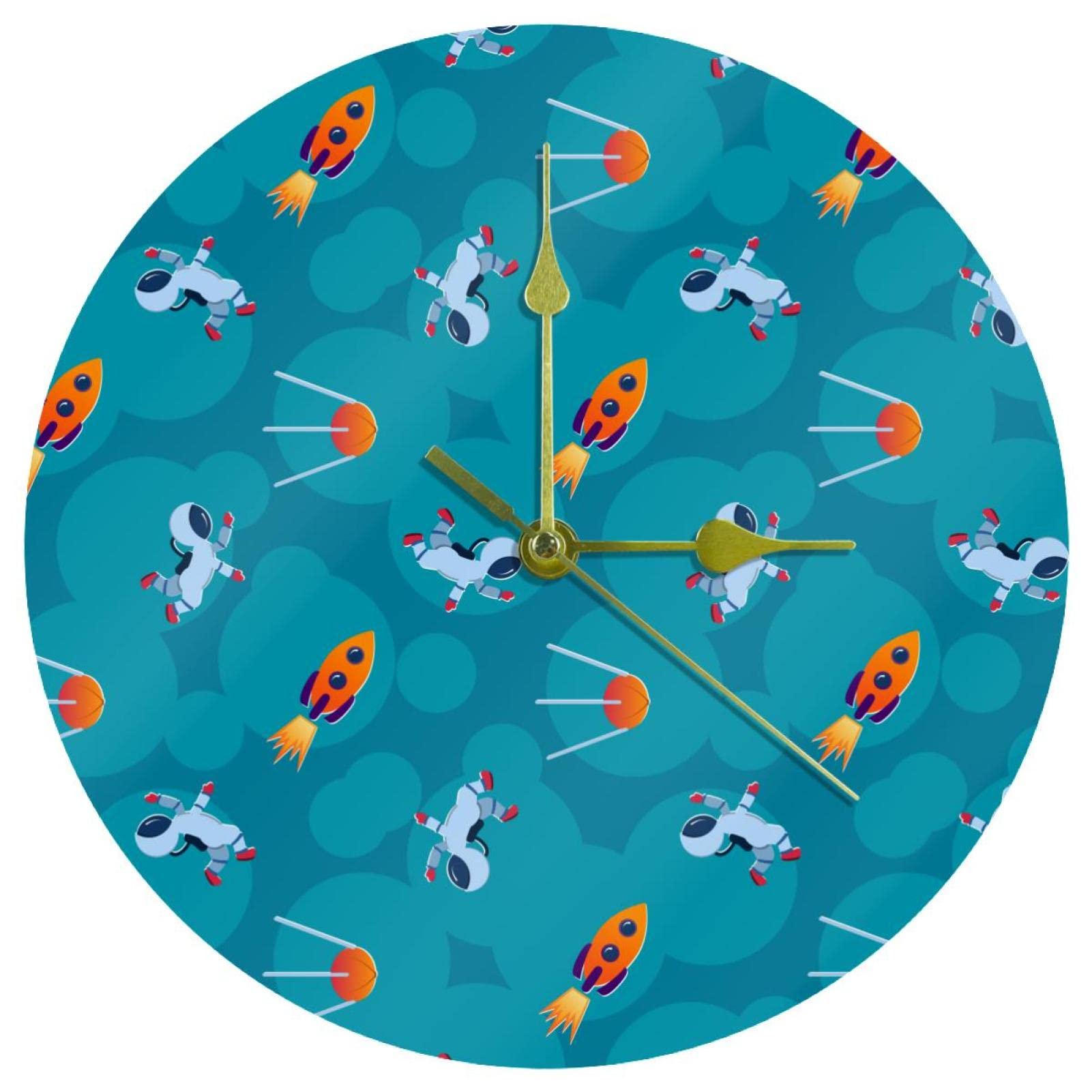 Horloge murale acrylique ronde fusée espaceurs 24cm pour maison et bureau