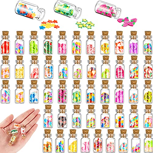 50 Pieces Cute Miniature Dollhouse Food Jar Glass Bottle 1:12 Mini Fruit Simulation Scene Candy Snack Model Game Party Toys Pretend Play Doll House Kitchen Decoration for Dollhouse