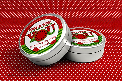 Red Watermelon Birthday Party Thank You Sticker Labels, 40 2" Party Circle Stickers By Amandacreation, Great For Party Favors, Envelope Seals & Goodie Bags #TOP2