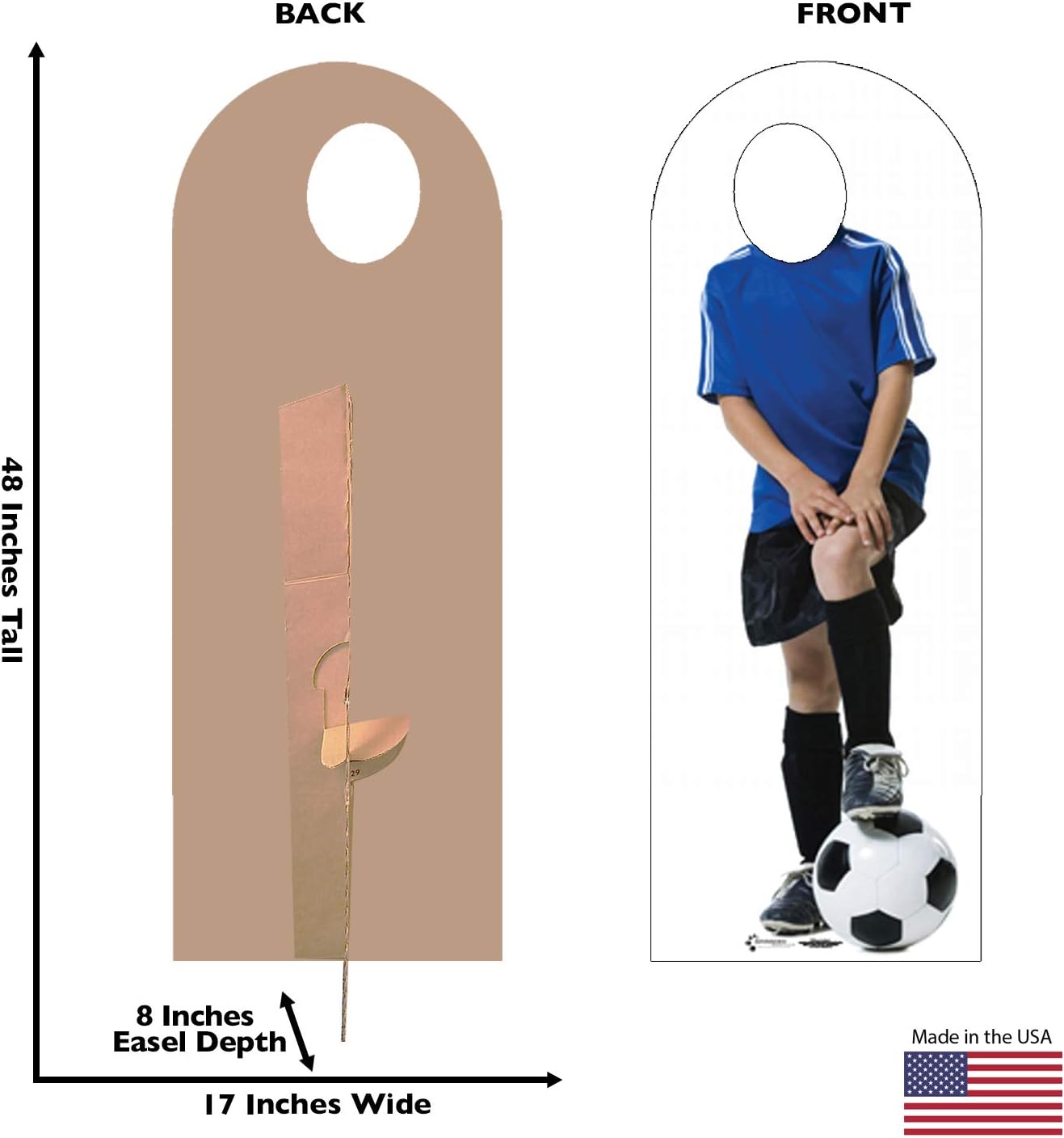 Cardboard People Soccer Boy Stand in Life Size Cardboard Cutout Standup