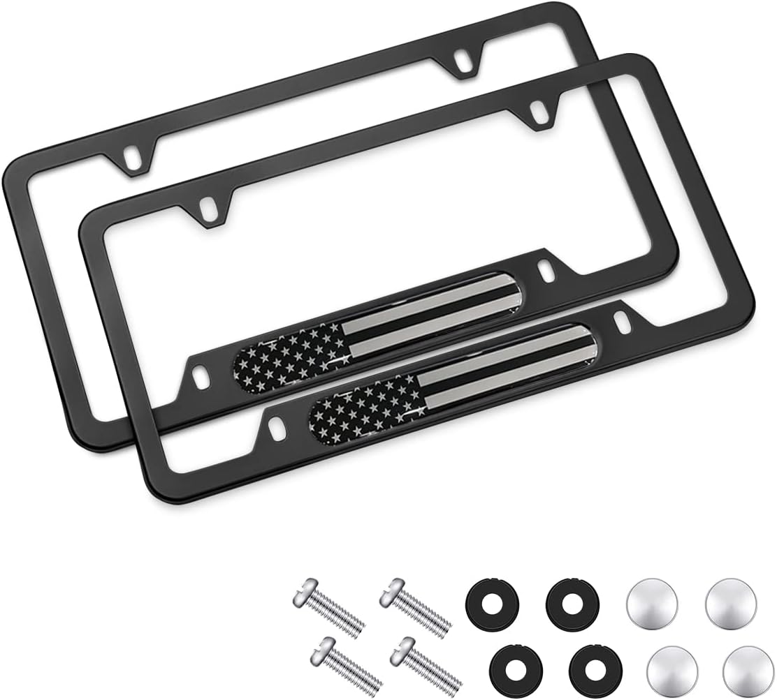 Ziciner 2 PCS License Plate Frames, Patriotic American Flag