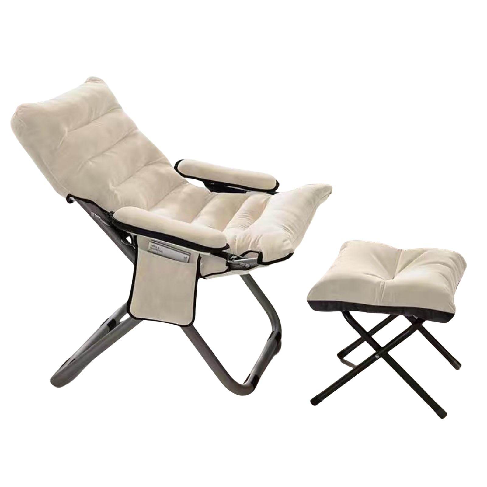 XRBCNMM Foldable Armchair with Adjustable Seat Height and Large Storage Pockets Modern Living Room Chair Comfy Lounge Chair for Bedroom Office Balcony (Beige,Package 3)