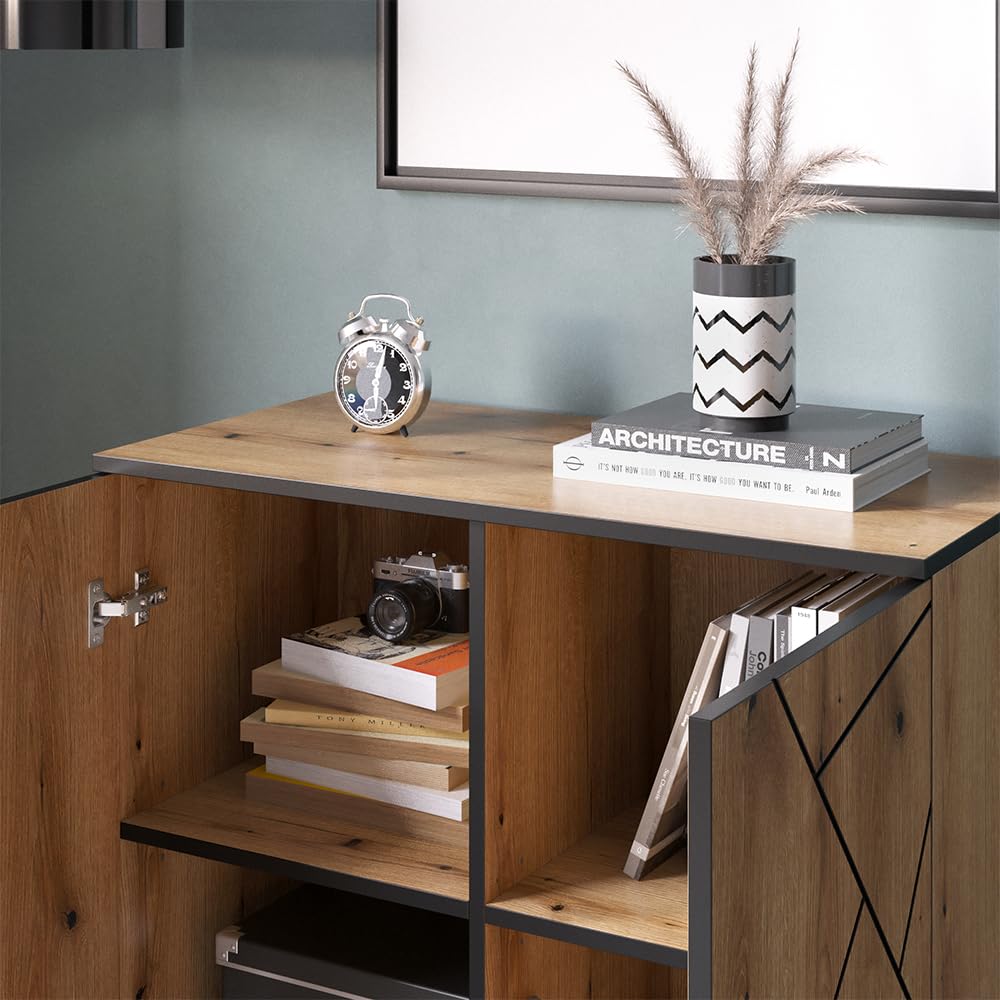 Vicco Aparador Hatto, Roble, 84 x 80.1 cm | apto para colocar y guardar en el dormitorio