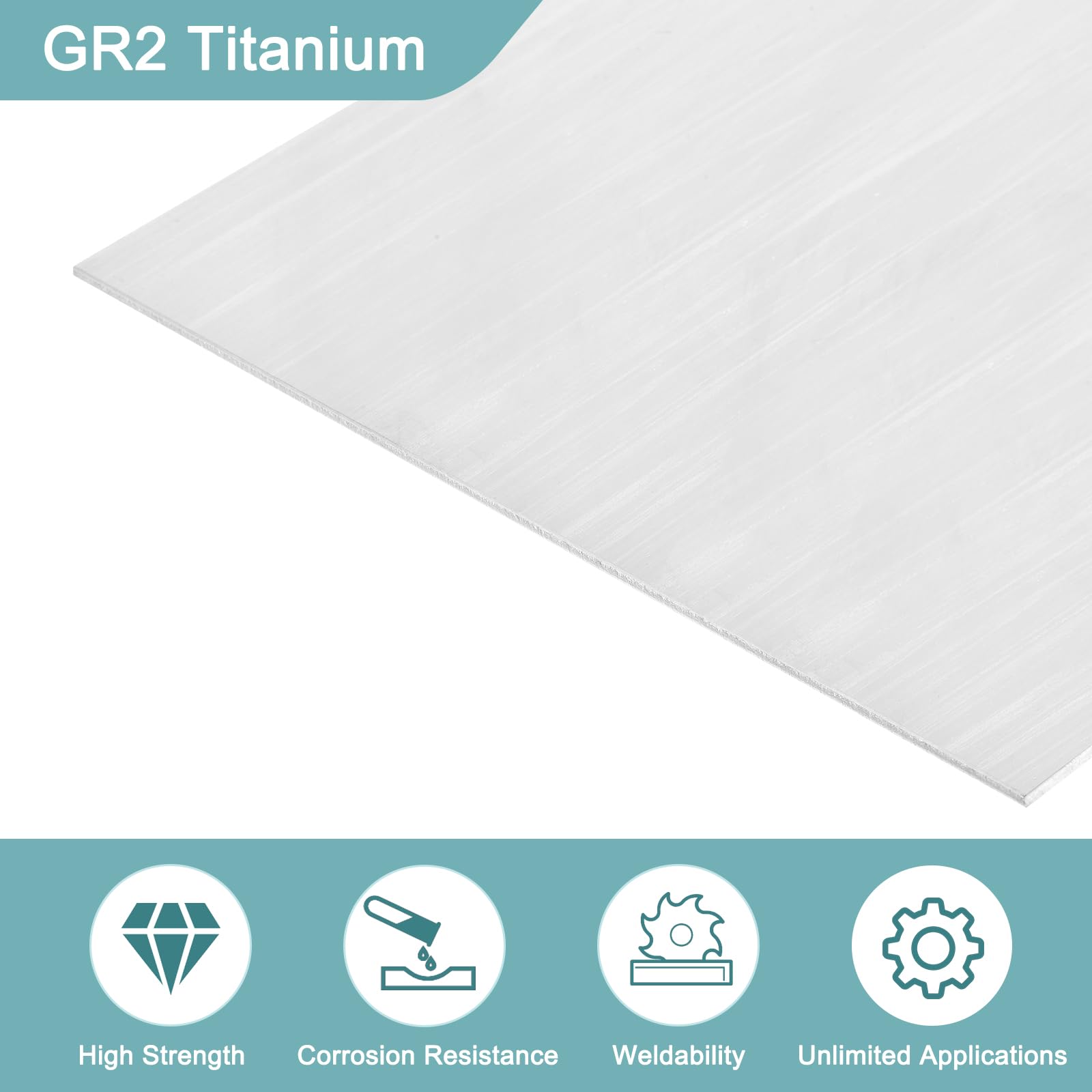 QUARKZMAN 2Pcs Plaque En Titane GR2, 200x200x1.5mm Feuille De Metal En Alliage De Titane Pour Machines Industrielles Et Travail Des Metaux (8"x8"x0.06")