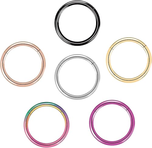 G23 - Piercing de titanio con bisagras para la nariz, cartílago, hélice, tragus, 0.56oz, 0.63oz, hipoalergénicos, para mujeres, hombres y niñas,