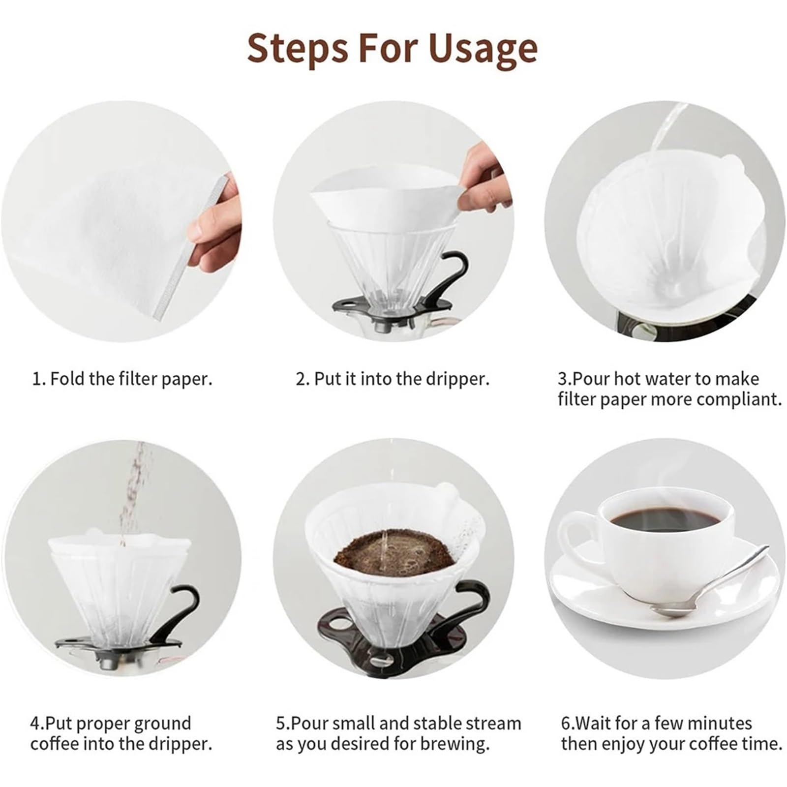 Kegel-Kaffeefilter, 100 Stück, 1–4 Tassen, Ungebleichtes, Naturbraunes V02-Einweg-Kaffeefilterpapier(200 pcs)