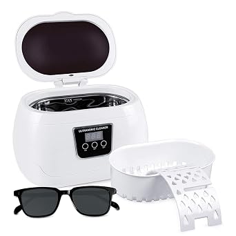 Ultrasonic Jewellery Cleaner, 600ml Sonic Jewellery Bath Machine with Cleaning Basket and Watch Stand- Stainless Steel Tank & Digital Timer -for Jewelry Glasses Watch Metal Coins Dentures