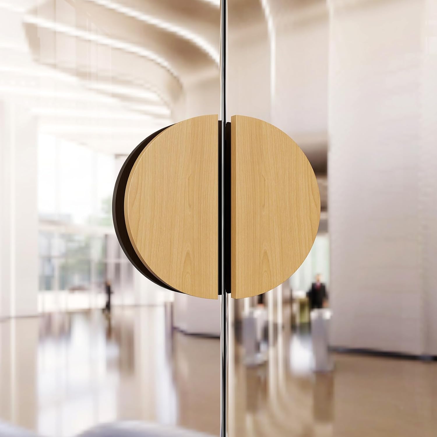 Solid Oak Wood Door Handle Pull 7.9-inch Diameter Half-Round, Natural Oak Finish with Mounting Hardware, Ergonomic Grip Design for Tempered Glass, Barn and Sauna Doors