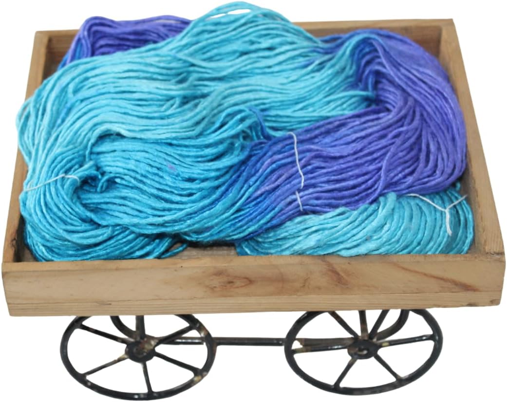 Knitsilk 100% Recycled and Hand-Dyed Silk Roving Worsted Yarn, Luxurious & Soft Silk Roving | Ideal for Knitting, Crocheting, Crafting | Smooth Texture & Fabulous Color.(100 gm-225 Yards,Oslo)