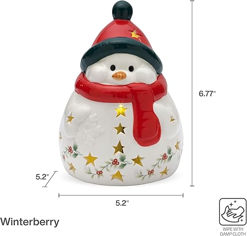 Miniatura 2 de Pfaltzgraff Winterberry - Bufanda LED con muñeco de nieve, 6.75 pulgadas