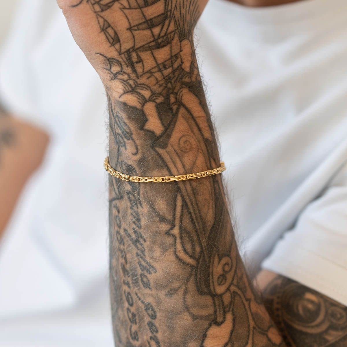 Königskette Gold Armband Herren - 3mm Armkette 925 Silber vergoldet SA-152 | Massives Goldarmband aus vergoldetem 925 Sterling Silber in 18-23cm für Männer von MATERIA by Matthias Wagner