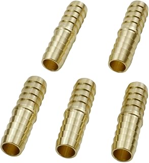 Brass Barb Union Fittings 3/8" Barbed x 3/8" Barbed Splicer Brass Hose Fitting Mender Joiner Fitting 3/8" Hose ID for Air/Water/Fuel/Oil (2, 3/8")