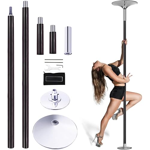 Silicone Pole Dancing Pole Pole Fitness Dance Pole Spinning Pole Dancing Pole Stripper Pole with Base Dancing Poles for Home for Apartment-Friendly Home Gym, Dance & Yo Adjustable 2.2–2.7m