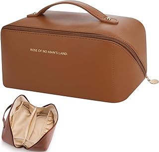 مستحضرات التجميل حقيبة مكياج للسفر للنساء كبيرة السفر بني 235*11*11 نحيف من يميني جلد صناعي