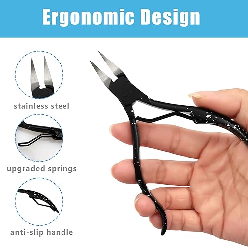 Miniatura 2 de Cortaúñas para uñas gruesas o encarnadas, de acero inoxidable, con mango largo, color negro - 1