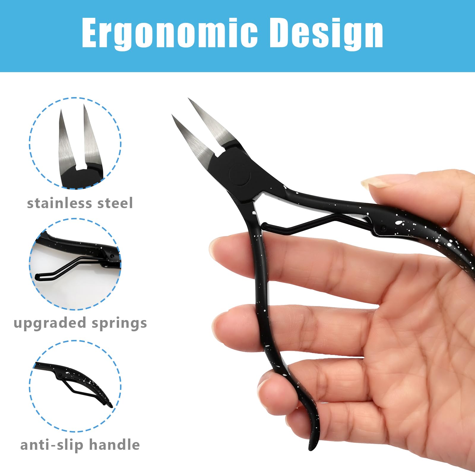 Zalaxt Toenail Clippers, Nail Clippers for Thick or Ingrown Toenails Stainless Steel Long Handle Toenail Cutters