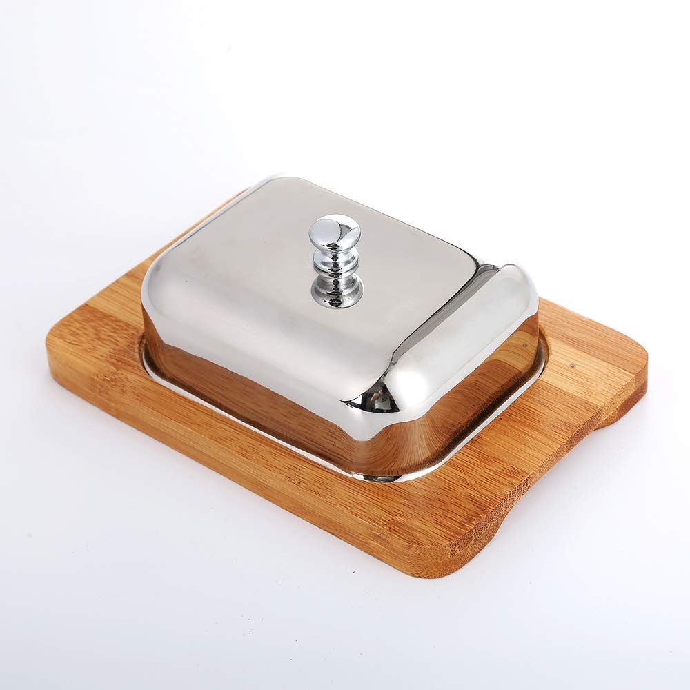 Butter Container Stainless Steel Butter Dish Box Container Cheese Server Storage Tray with Mirror Finish Lid for Hotel Restaurant for All Types of Butter