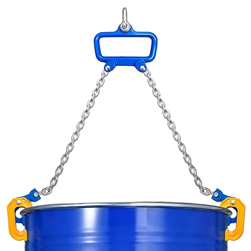 Levantador de tambor de cadena  Abrazadera de tambor vertical de 2200 libras con gancho de autobloqueo  Equipo de manejo de tambor de capacidad de 1