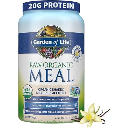 Garden of Life Vegan Protein Powder - Raw Organic Meal Replacement Shakes - Vanilla - Pea Protein, Greens and Probiotics for Women and Men, Plant Based Dairy Free All in One Shake, 28 Servings