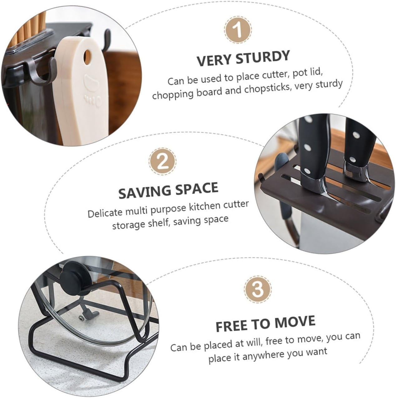 GLEAVI 1pc Multi-functional Kitchen Cutter Holder and Storage Rack for Chopping Boards and Utensils Sturdy Versatile Organization for Kitchen Counter Black