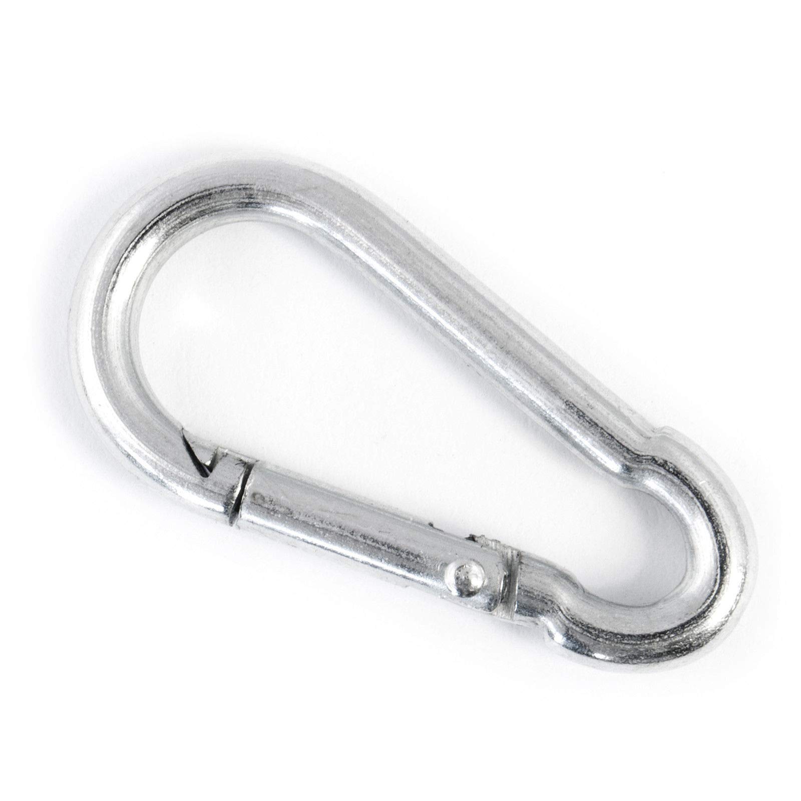 100 piezas Mosquetón para bomberos 10mm | Acero C15, galvanizado según normas de calidad DIN 5299 C | Cierre con resorte con gancho Mosquetones en acero galvanizado Accesorios para cuerdas [DQ-PP]