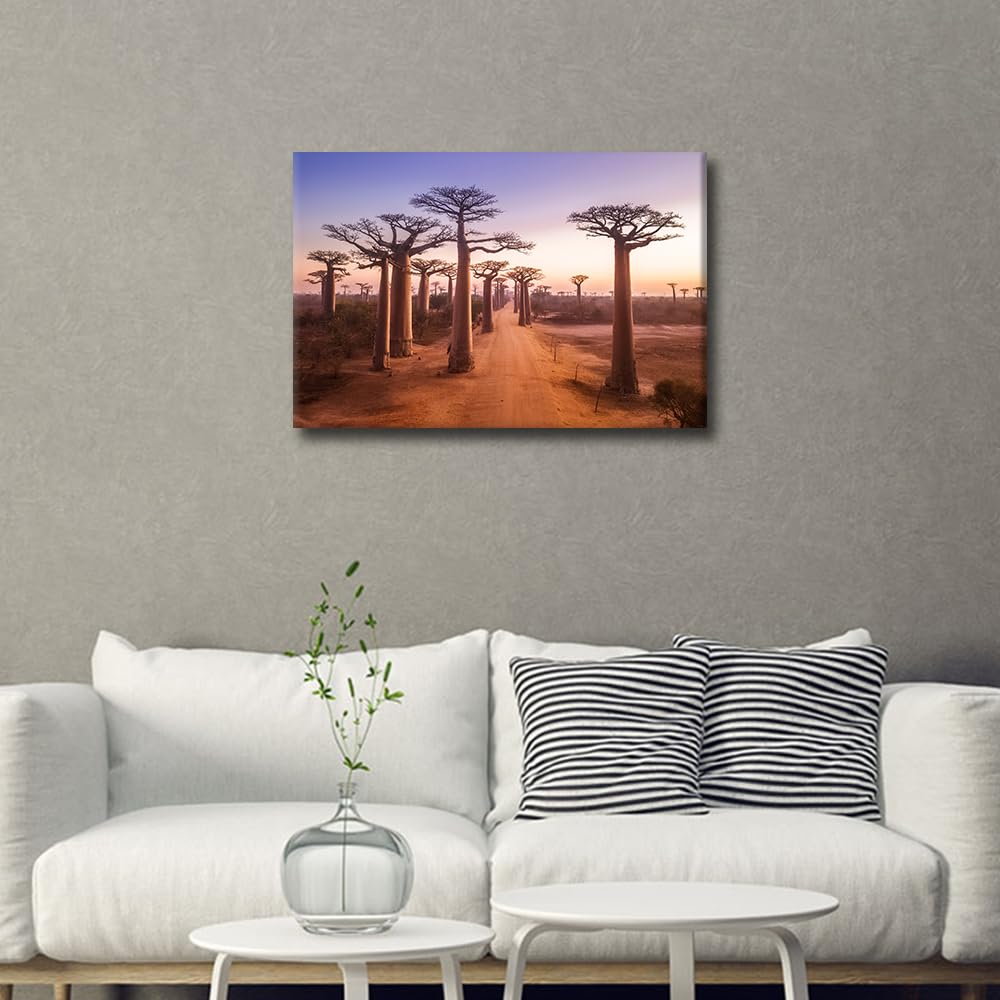 TISHIRON Canvas Wall Art for Bedroom Baobab Trees at Sunset Wall Paintings for Living Room Natural Landscape Office Modern Wall Art Pictures Print On Canvas Giclee Framed Ready to Hang - Image 4