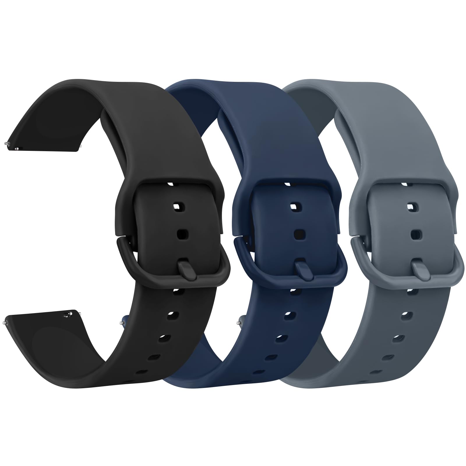 Mugust Strap for Amazfit GTR 4/GTR 3 Pro/GTR 3/GTR 2/GTR 2e/GTR 47mm/Stratos 3/Stratos 2 Women Man,Soft Silicone 3PACK Replacement Wristbands for Amazfit Bip 5 (Black/Blue/Blue)