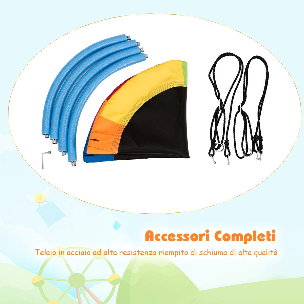 RELAX4LIFE Altalena da Giardino per Bambini, Rotonda a Nido per Esterno e Interno, Altezza Regolabile 100-160cm, per 2-3 Bambini, Carico massimo: 150kg (Colorato)