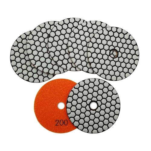 SHDIATOOL 7 almohadillas de pulido de diamante seco de 4 pulgadas Grit 200 para piedra de mármol de granito