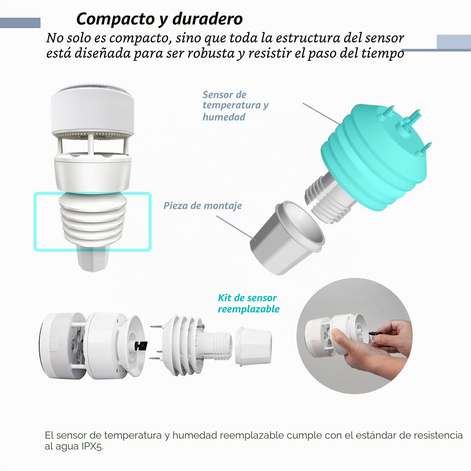 ECOWITT GW1210 Estación Meteorológica WIFI, Gateway GW1200 + WS90 Sensor Exterior 7 en 1, Temperatura Interior/Humedad/Barómetro, Automatización Doméstica Posible