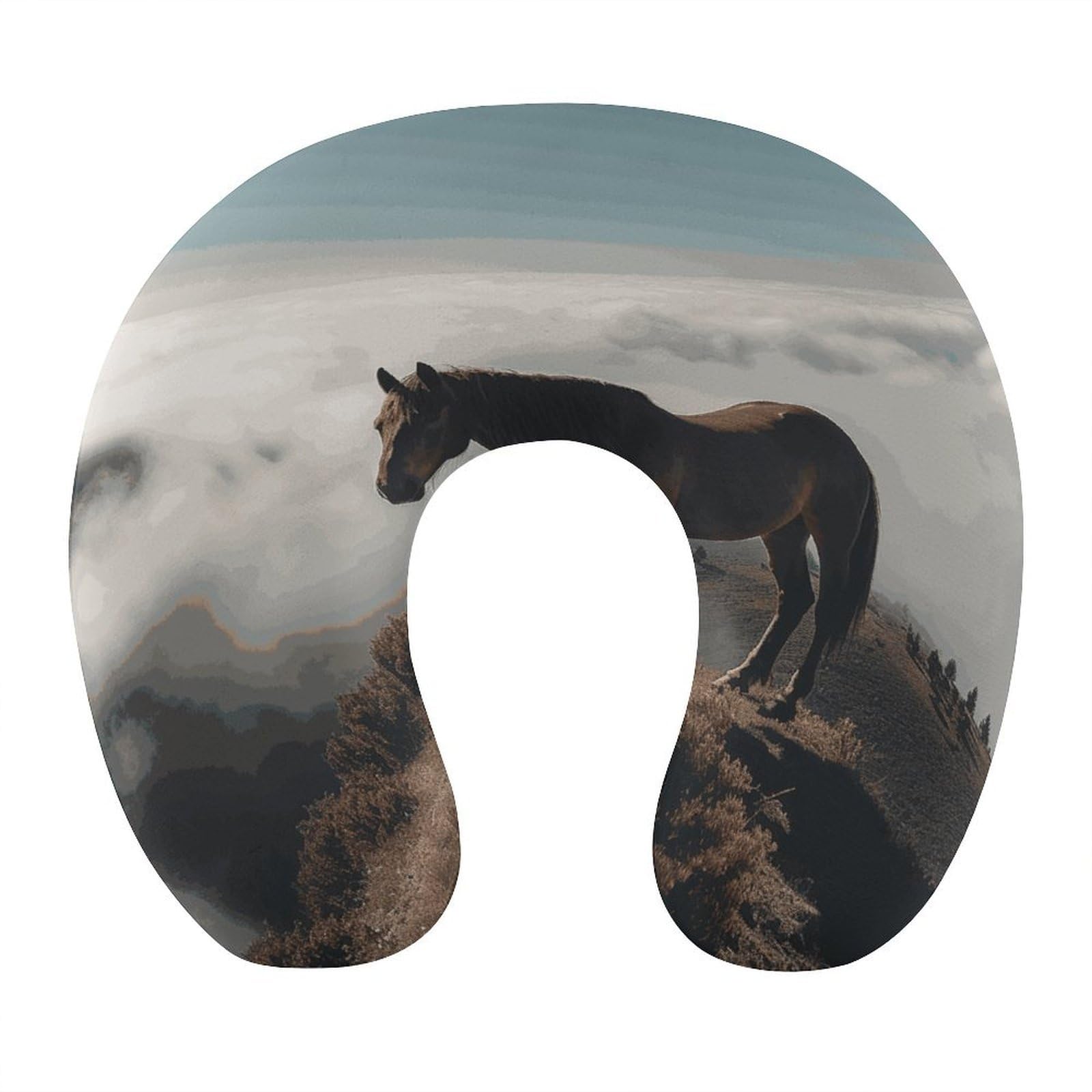 Btcowzrv Style Horse On A Misty Mountaintop U Shaped Neck Pillow Travel Pillows