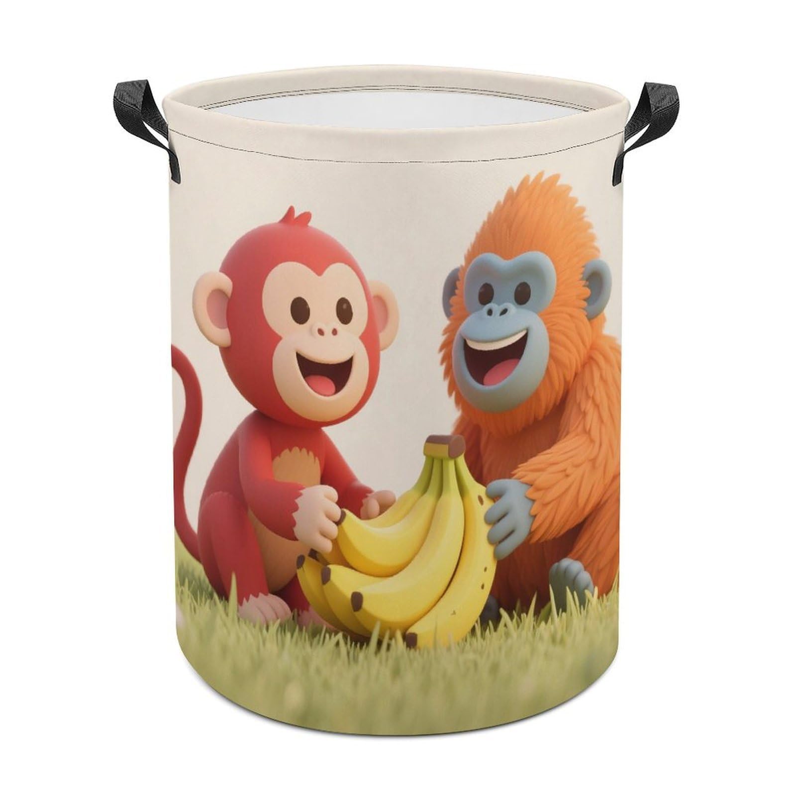 Red Monkey Orangutan Banana Laundry Basket Large Foldable Laundry Hamper Waterproof Clothes Hamper with Handles Durable Dirty Clothes Storage Bucket for Bedroom Bathroom Laundry Room
