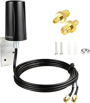 2x2 MIMO Outdoor WiFi Antenna 5G/4G LTE 700-3800MHz & WiFi 2.4-2.5GHz Omnidirectional WiFi Antenna with 6.56ft SMA Cables TS9 Adapter for IoT/Router/Networking/Tracking Equipment