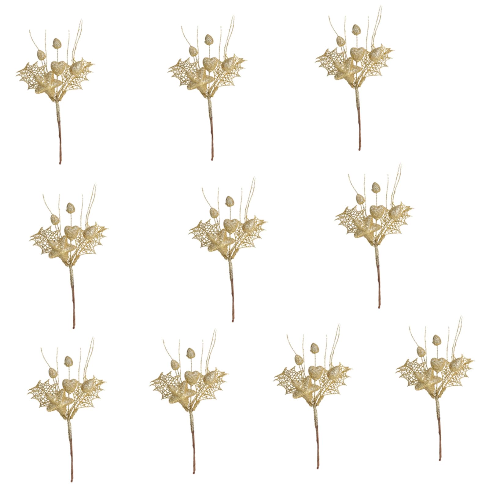 Baies d'or décors Noël lot de 10 pour fabriquer vos couronnes