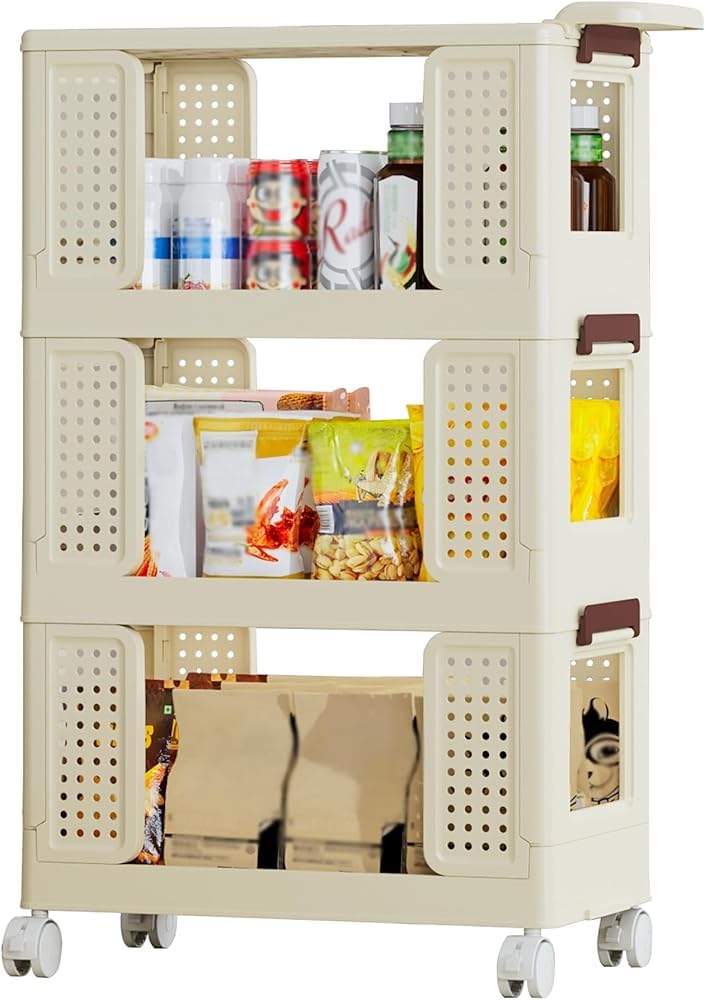 Carrito de almacenamiento con ruedas de 3 niveles para organizar la cocina o el baño