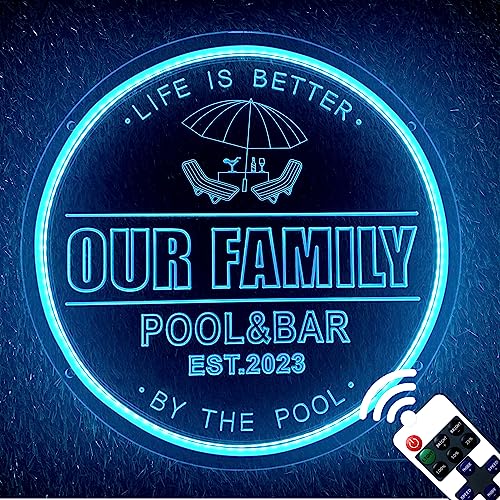 WhatABirdie Custom LED Neon Sign, Personalized Pool Bar Light, Tiki Bar Wall Decor for Home, Pool Party Patio Summer Decor