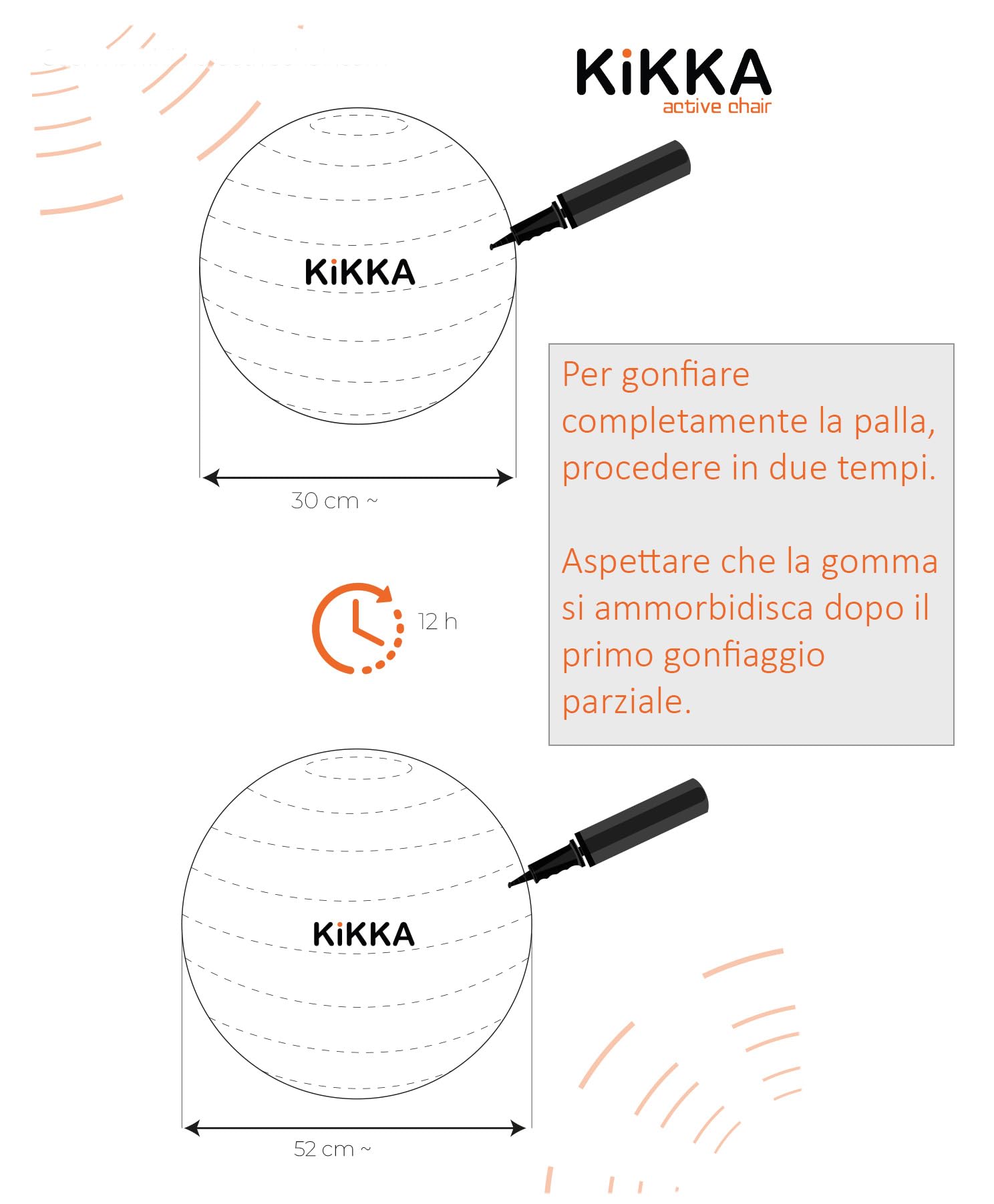 orange - chaise ergonomique avec ballon d'exercise