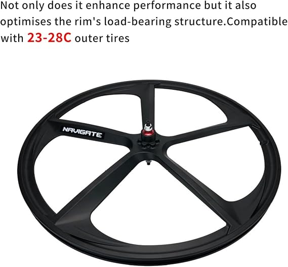 700C Wheelset Black 5 Spoke Fixed Gear Bike Wheels Mag Wheel Set Rims Front Rear 100/120mm V Brake For 23-28C Road
