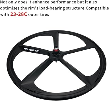 700C Wheelset Black 5 Spoke Fixed Gear Bike Wheels Mag Wheel Set Rims Front Rear 100/120mm V Brake For 23-28C Road