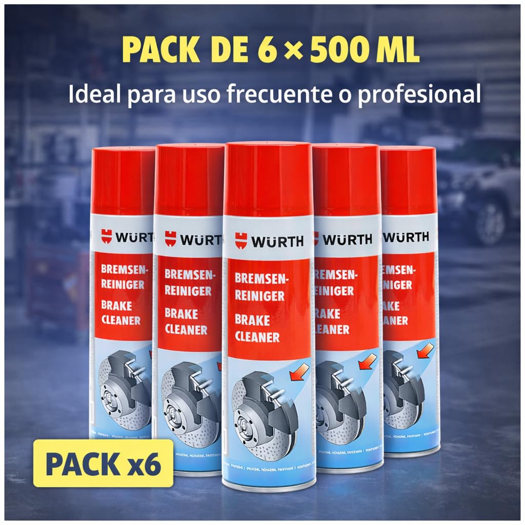 Wurth Limpiador de Frenos, Eliminador de Grasas y Residuos de Aceite, No Daña Plásticos, Secado Rápido, Sin Siliconas, Paquete de 4 — view 7