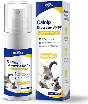Upgraded Catnip Spray for Cats with SilvervineNatural Dual-Plant Formula,Loved by 9 Out of 10 Cats,Cat Nip Spray Refresh Toys&Training Aid for Indoor Cats