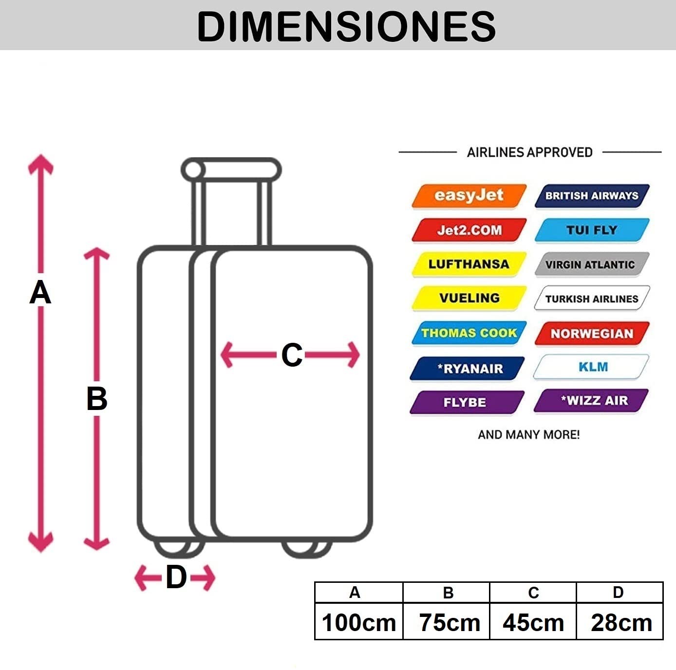 ded Maleta Grande Equipaje para Viajar en avión de Bodega 4 Ruedas giratorias 360º Color Verde Agua 75x45x28cm