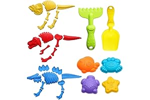 Bag o Beach Essentials: 29-Piece Dinosaur-Themed Sand Molds and Tools