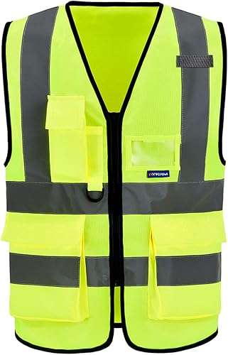 A-SAFETY - Chaleco de seguridad de alta visibilidad mejorado, chaleco de 2 bandas y tirantes Hi Viz para motocicleta, correr, ciclismo, actividades