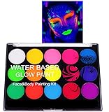 URAQT Pintacaras Infantil, 15 Colores UV Fluorescente Pintura Cara Niños Hipoalergenica, Neon Pintura Facial y Corporal Seguridad No Tóxica, Maquillaje para Niñas Halloween Festival Fiesta Cosplay